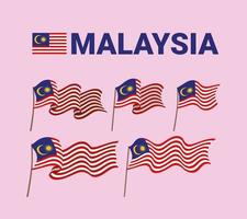 fem malaysiska flaggor vektor