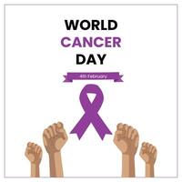 Welt Krebs Tag eben Vektor Vorlage, Krebs Bewusstsein Post
