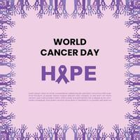 värld cancer dag välgörenhet hoppas vektor bakgrund, social media mall