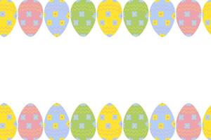 nahtlos Rahmen mit oben und Unterseite Rand von bunt gemalt Ostern Eier im modisch hell Schatten vektor