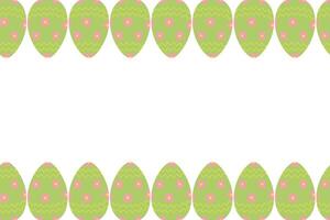 sömlös ram med topp och botten gräns av ljus påsk ägg i trendig grön Färg. kopia Plats vektor