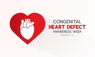 angeboren Herz Defekt Bewusstsein Woche beobachtete jeder Jahr im während Februar 7 zu 14. Gesundheit und medizinisch Bewusstsein Vektor Vorlage zum Banner, Poster und Hintergrund Design. Vektor Illustration.