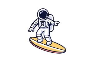 söt astronaut surfing på de strand tecknad serie vektor ikon illustration. vetenskap mat ikon begrepp isolerat premie vektor. platt tecknad serie stil