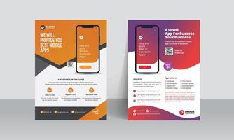 Handy, Mobiltelefon App Beförderung Flyer Broschüre Startseite Vorlage mit kreativ Layout vektor