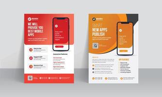 Handy, Mobiltelefon App Beförderung Flyer Broschüre Startseite Vorlage mit kreativ Layout vektor