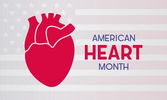 amerikanisch Herz Monat ist beobachtete jeder Jahr im Februar. Februar ist amerikanisch Herz Monat. Vektor Vorlage zum Banner, Karte, Poster mit Hintergrund. Vektor Illustration.