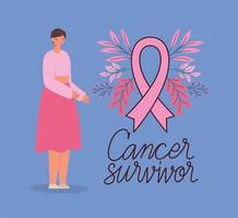 cancer bröstöverlevande kort vektor