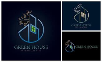 Grün Haus echt Nachlass Gebäude modern Logo Vorlage Design zum Marke oder Unternehmen und andere vektor