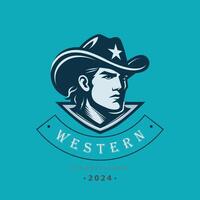 cowboy western head siluett logotyp designmall för varumärke eller företag och andra vektor