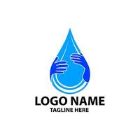 Logo von Hände umarmen Wasser Tropfen Design Vektor