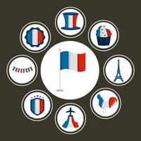 Frankreich Bastille-Symbole vektor