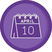10:e av april fast lila cirkel ikon vektor