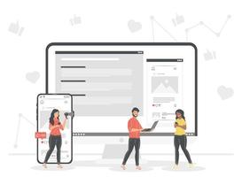 personer med dator och smartphone vektor