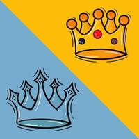 handritad illustration av kungen och drottningens krona i färg vektor