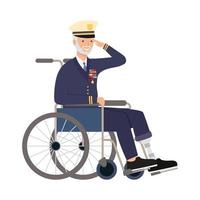 Veteran im Rollstuhl, der Hallo sagt vektor