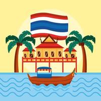 Thailand Tempel und Boot vektor