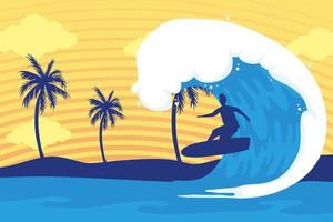 vågor och surfare vektor