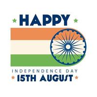 15 augusti glad oberoende dag med flagga vektor
