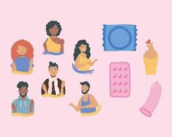 tio sexuella hälsodagens ikoner vektor