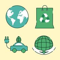fyra ekologiska ikoner vektor