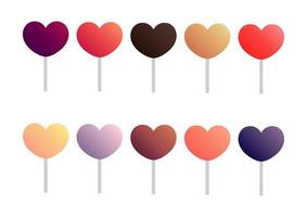 samling färgglada hjärtformade godisar med färggradering vektor