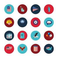 uppsättning amerika ikoner vektor