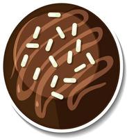 choklad brownie klistermärke isolerad på vit bakgrund vektor