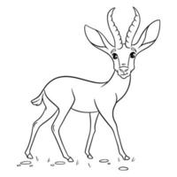 Tiercharakter lustige Gazelle im Linienstil. Kinderillustration. vektor