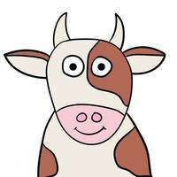 Cartoon doodle lineares Porträt einer Kuh auf weißem Hintergrund. vektor