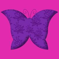 Scherenschnitt Schmetterling Silhouette mit floralem Hintergrund. vektor
