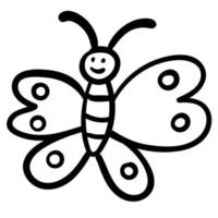 lineare geschweifte Hand gezeichneter Schmetterling lokalisiert auf weißem Hintergrund. Schmetterlingssymbol skizzieren. vektor