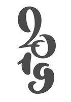 Handskriven vektor kalligrafi text 2019. Handritad nyår och jul bokstävernummer 2019. Illustration för hälsningskort, inbjudan, semester tagg, isolerad på vit bakgrund