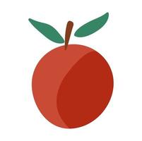 Vektor süßer Apfel mit Blättern. Herbstfrucht-Symbol. lustige flache Artillustration lokalisiert auf weißem Hintergrund. Garten oder Bauernhof Ernte Clipart