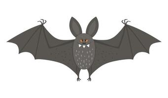 süße Vektorfledermaus mit ausgebreiteten Flügeln. Halloween-Charakter-Symbol. lustige Herbstallerheiligenillustration mit fliegendem schwarzem Tier. Samhain-Party-Zeichendesign für Kinder. vektor