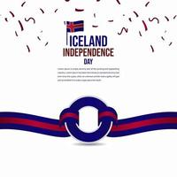 iceland självständighetsdag firande vektor mall design illustration