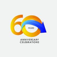 60 Jahre Jubiläumsfeier Nummer Vektor Vorlage Design Illustration