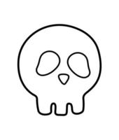 Halloween-Partyillustration mit dem menschlichen Schädel. Vektor-Schwarz-Weiß-Skelett. beängstigendes Design für die Herbst-Samhain-Party. Allerheiligen Malvorlagen. vektor