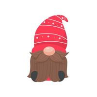 Weihnachtszwerg. ein kleiner Gnom mit einer roten Wollmütze. an Weihnachten feiern vektor