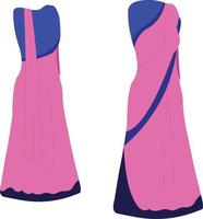uppsättning asiatiska traditionella rosa och blå klänningar vektor