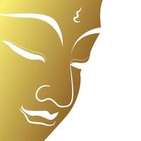 Gesicht von Buddha mit goldenem Rand isolieren auf weißem Hintergrund vektor