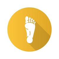 Fuß flaches Design lange Schatten Glyphe Symbol. Vektor-Silhouette-Abbildung vektor
