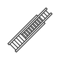 Lineares Symbol der doppelten Verlängerungsleiter. Feuerlöschausrüstung. dünne Linie Abbildung. Kontursymbol. Vektor isolierte Umrisszeichnung
