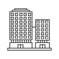 Lineares Symbol für Bürogebäude. Mehrfamilienhaus. dünne Linie Abbildung. Geschäftszentrum. Kontursymbol. Vektor isolierte Umrisszeichnung
