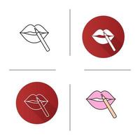 Bleistift-Lippenstift-Symbol. flaches Design, lineare und Farbstile. isolierte vektorillustrationen vektor