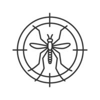Mücken zielen auf lineares Symbol. Insektenschutzmittel. dünne Linie Abbildung. Kontursymbol. Vektor isolierte Umrisszeichnung