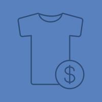 lineares Symbol für Kleidung kaufen. T-Shirt mit Dollarzeichen. dünne Linie Umrisssymbole auf farbigem Hintergrund. Vektor-Illustration vektor