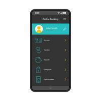 Vektorvorlage für die mobile Banking-Smartphone-App-Schnittstelle vektor