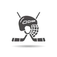 Symbol für Hockey-Spielgeräte. Schlagschatten-Silhouette-Symbol. Hockeyschläger und Helm. negativer Raum. isolierte Vektorgrafik vektor