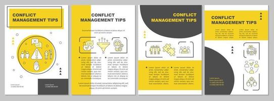 Konfliktmanagement-Tipps gelbe Broschürenvorlage vektor