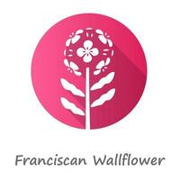 Franziskaner Mauerblümchen rosa flaches Design lange Schatten Glyphe Symbol. Garten blühende Pflanze mit Namen. erysimum franciscanum Blütenstand. blühende Wildblumen, Unkraut. Vektor-Silhouette-Abbildung vektor